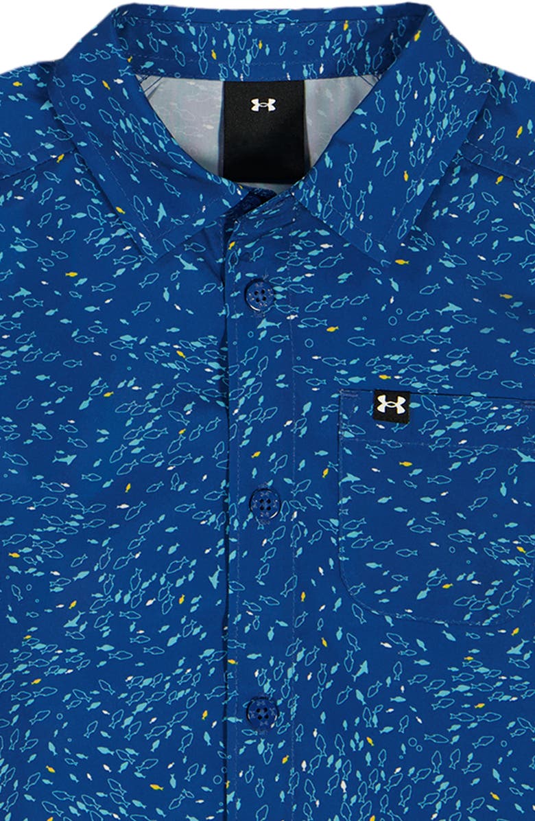 Under Armour Kids' Fish Print Button-Up Shirt & Shorts Set, Alternate, color, Varsity Blue