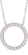 SUZY LEVIAN Sterling Silver Pavé White Cubic Zirconia Circle Pendant Necklace