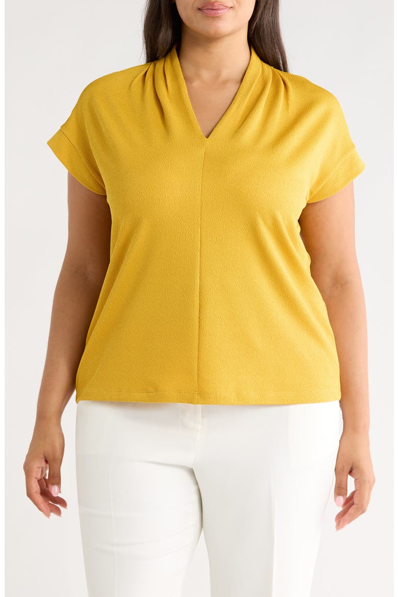 V-Neck Stretch Crepe Top, Main, color, BUTTERSCOTCH