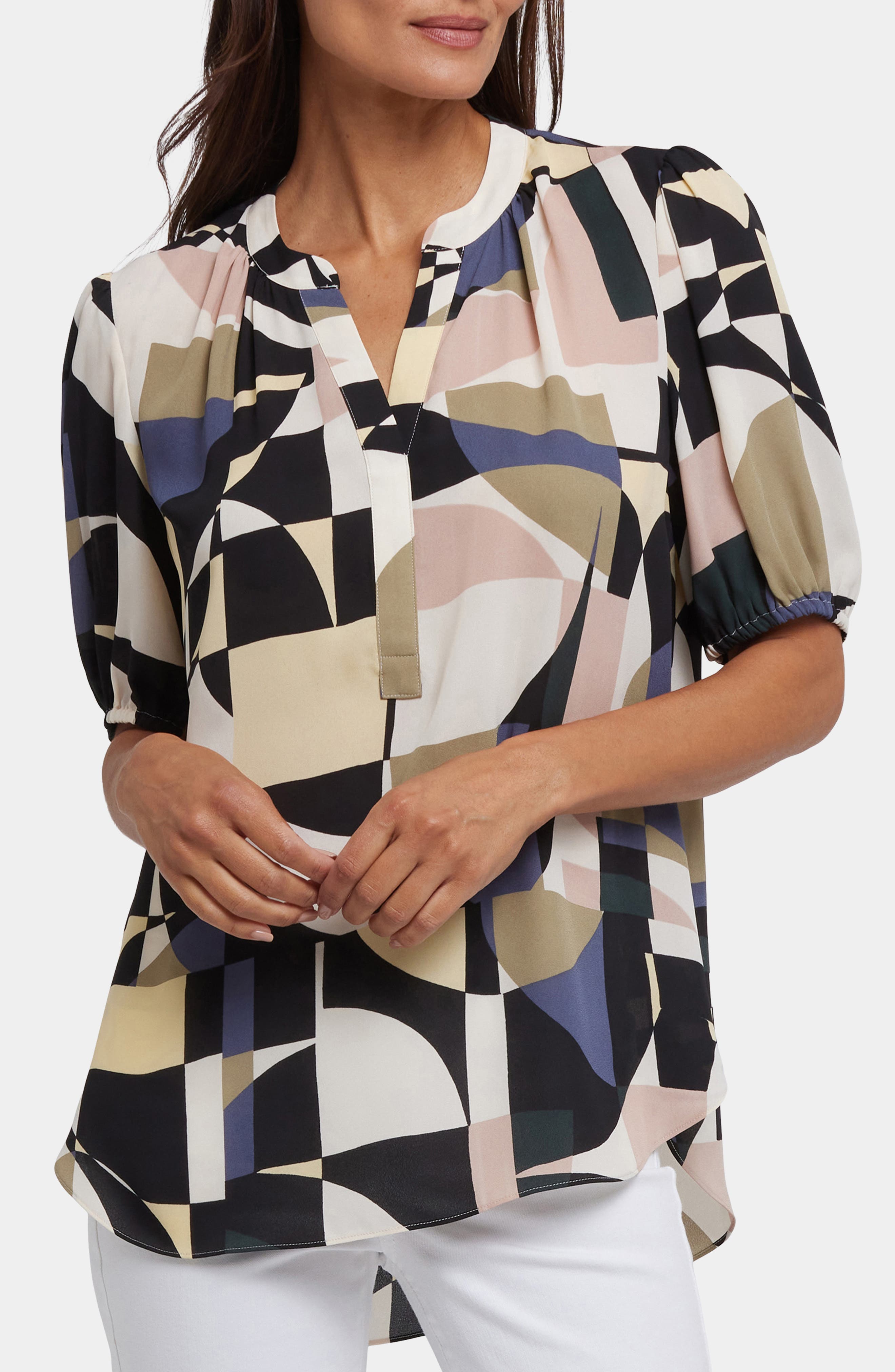 NYDJ Puff Sleeve Popover Top