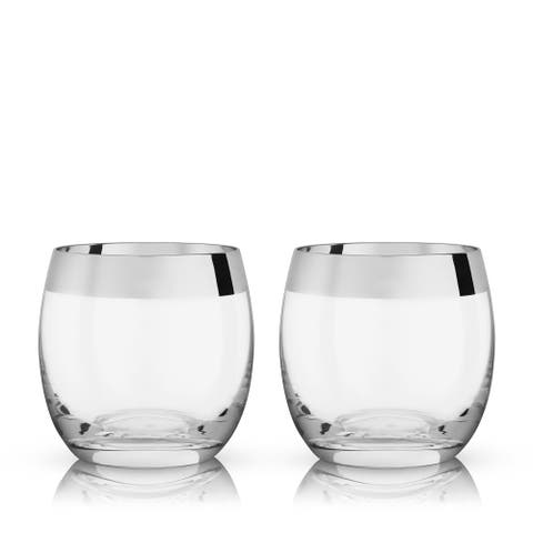Irving Crystal Tumblers with Chrome Rim Set of 2