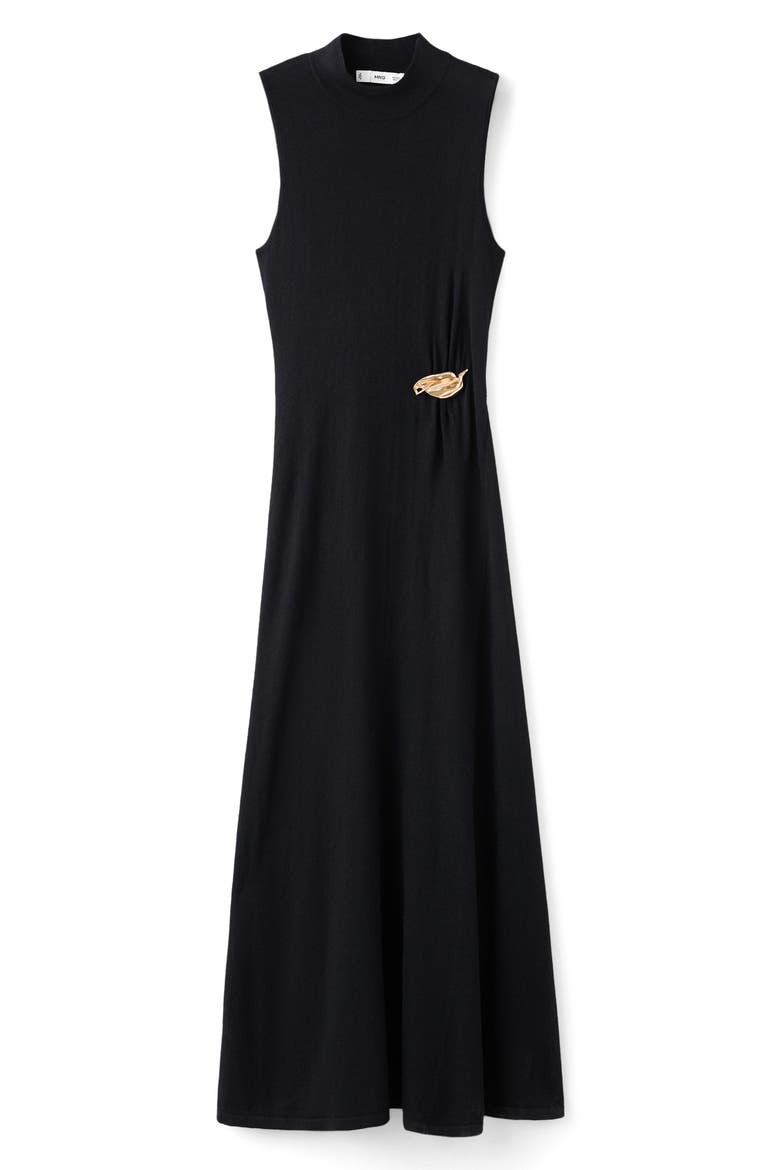 Mock Neck Knit Maxi Dress, Main, color, BLACK