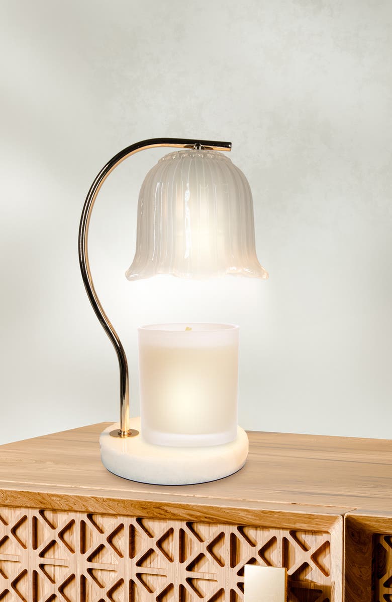 Luze Glass Tulip Shade Candle Warmer Lamp, Alternate, color, White