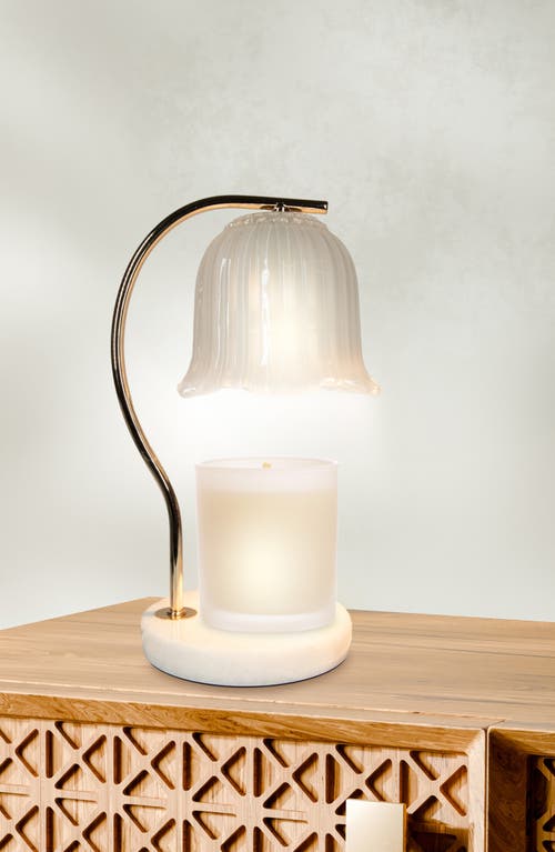 Luzè Luze Glass Tulip Shade Candle Warmer Lamp In White