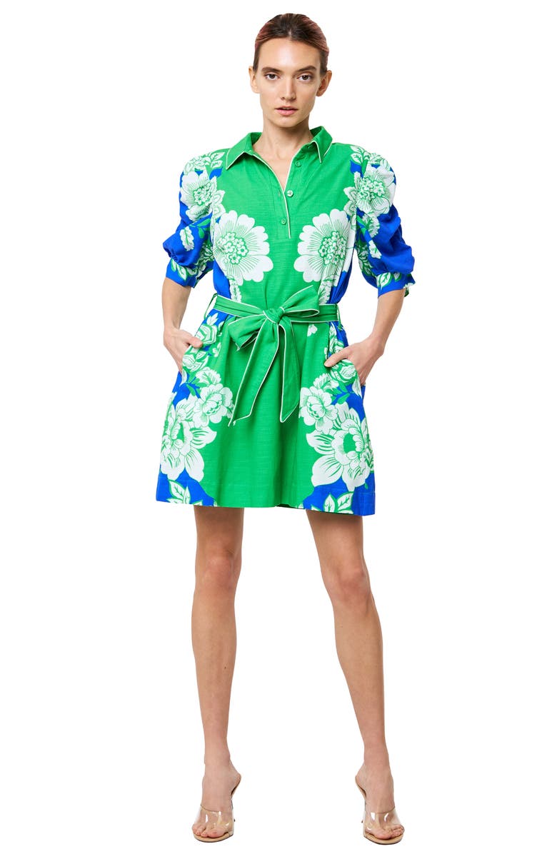 CIEBON Annsley Print Tie Waist Minidress, Alternate, color, Green Multi