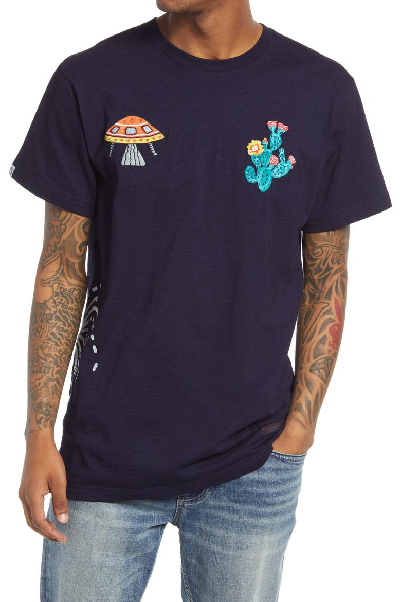 Men's Embroidered Short Sleeve Tee, Main, color, INDIGO