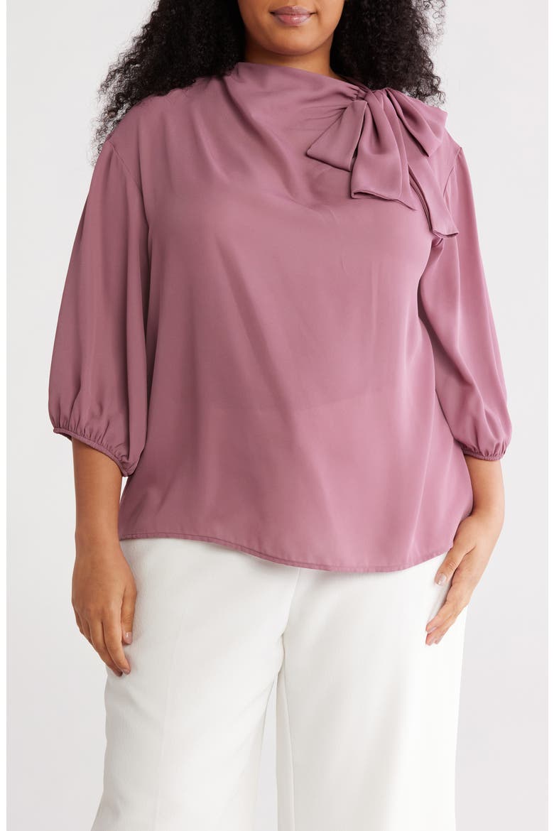 Tie Neck Top, Main, color, MAUVE