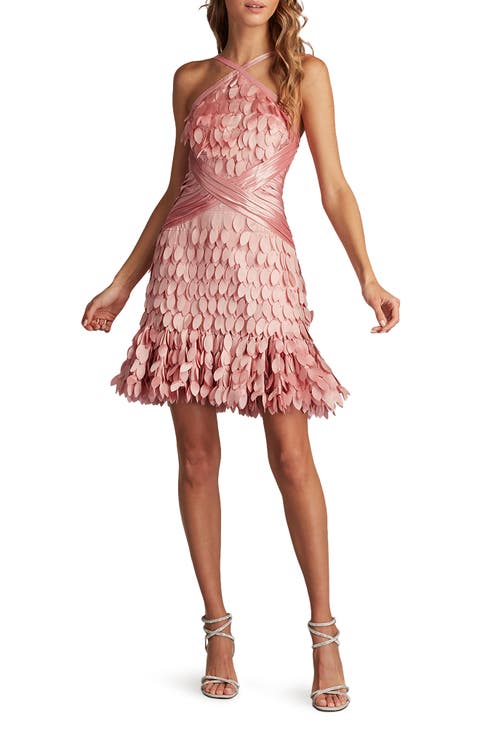 Satin Paillette Halter Neck Cocktail Dress