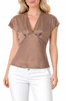 Crushed Satin V-Neck Top