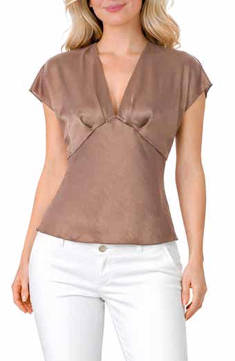 Crushed Satin V-Neck Top