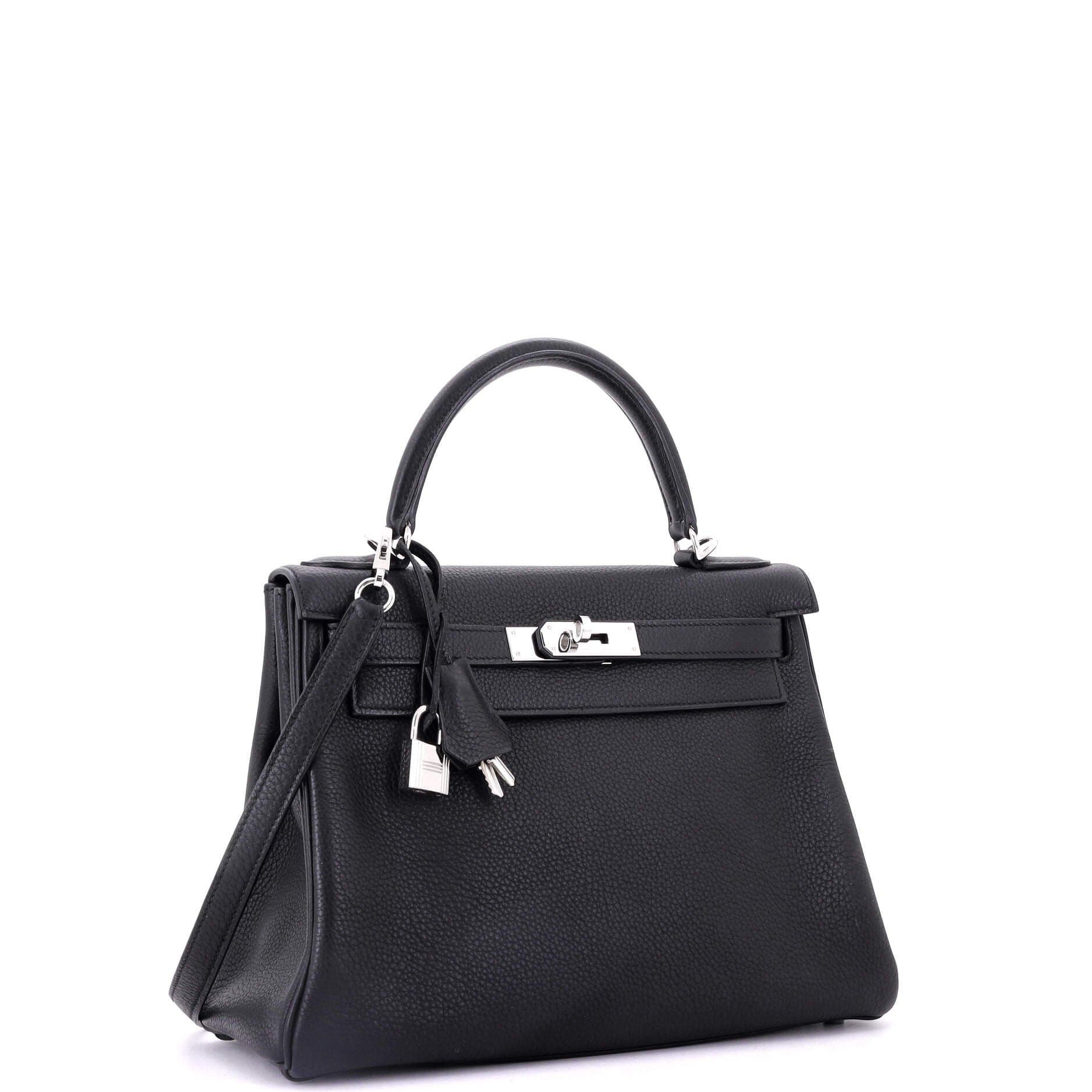 Pre-Owned Hermes Kelly Handbag Black Togo with Palladium Hardware 28, Alternate, color, 