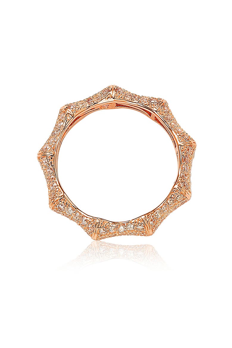 Pavé Cubic Zirconia Bamboo Eternity Ring, Alternate, color, PINK