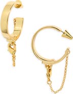 eddieBorgo Safety Chain Hoop Earrings