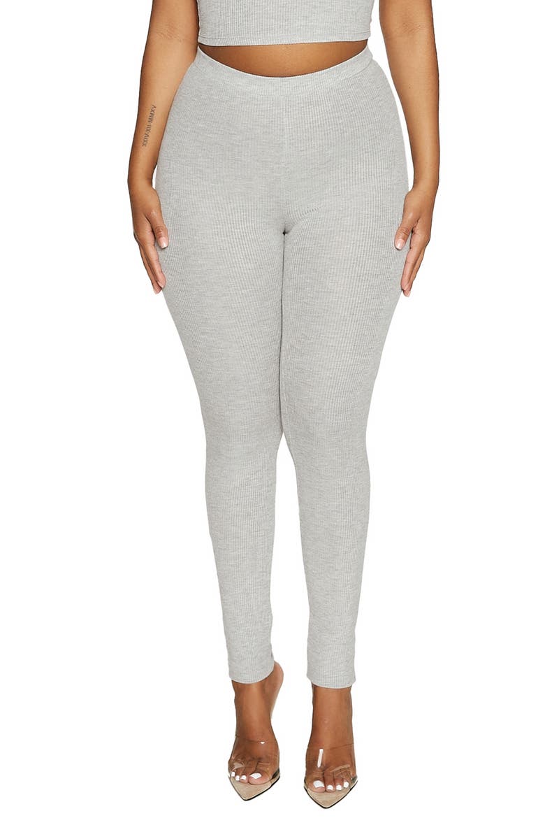 Microrib Leggings, Main, color, HEATHER GREY