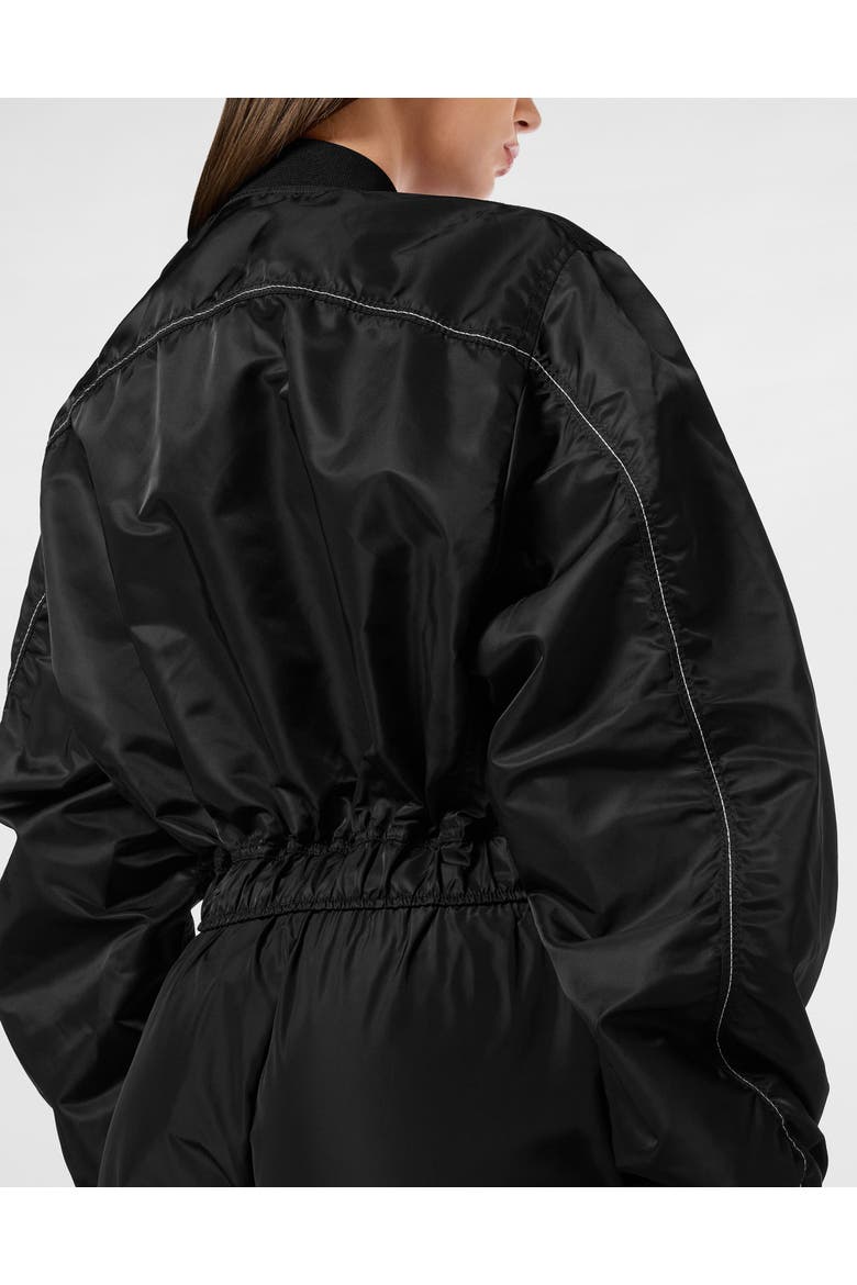 Cropped Bomber Jacket Ls With Cargo Pockets Women, Alternate, color, black
