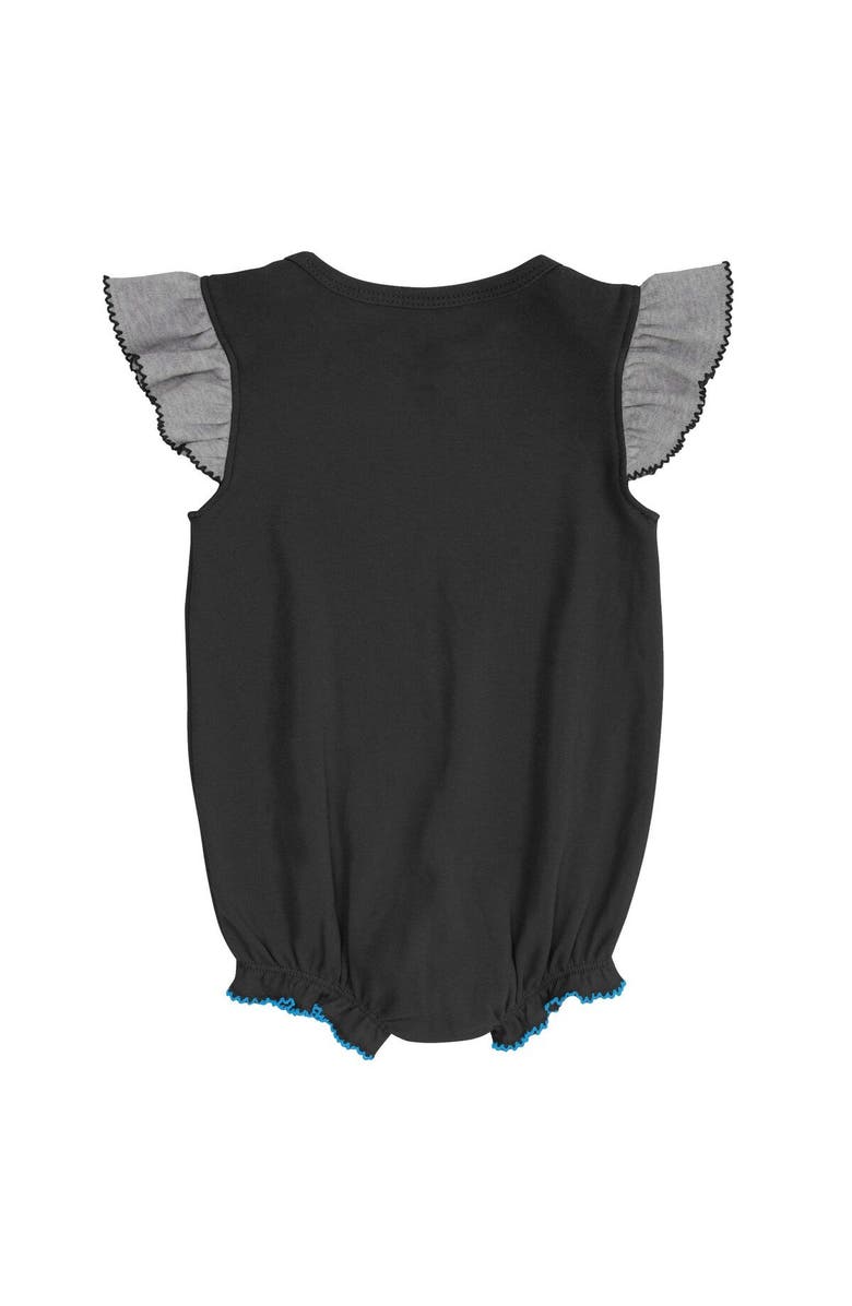 Outerstuff Girls Newborn & Infant Black/Heathered Gray Carolina Panthers All The Love Bodysuit Bib & Booties Set, Alternate, color, Black