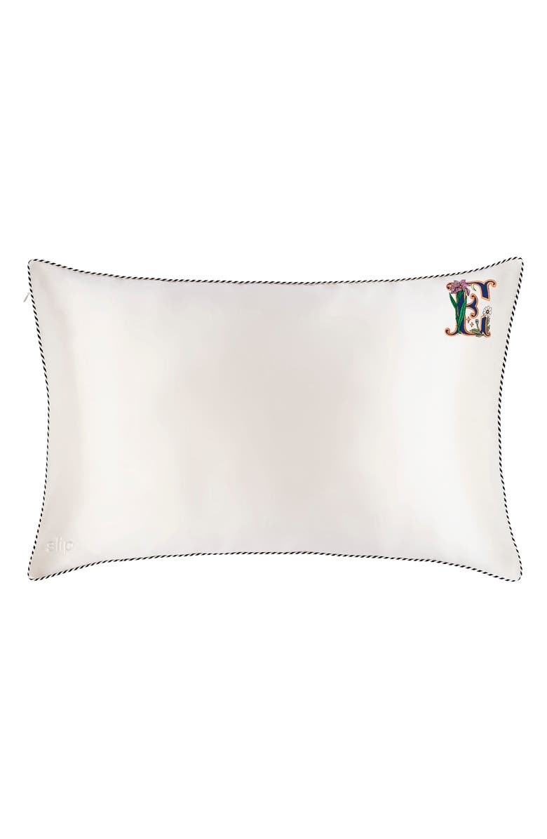 slip Embroidered Pure Silk Queen Pillowcase, Alternate, color, E