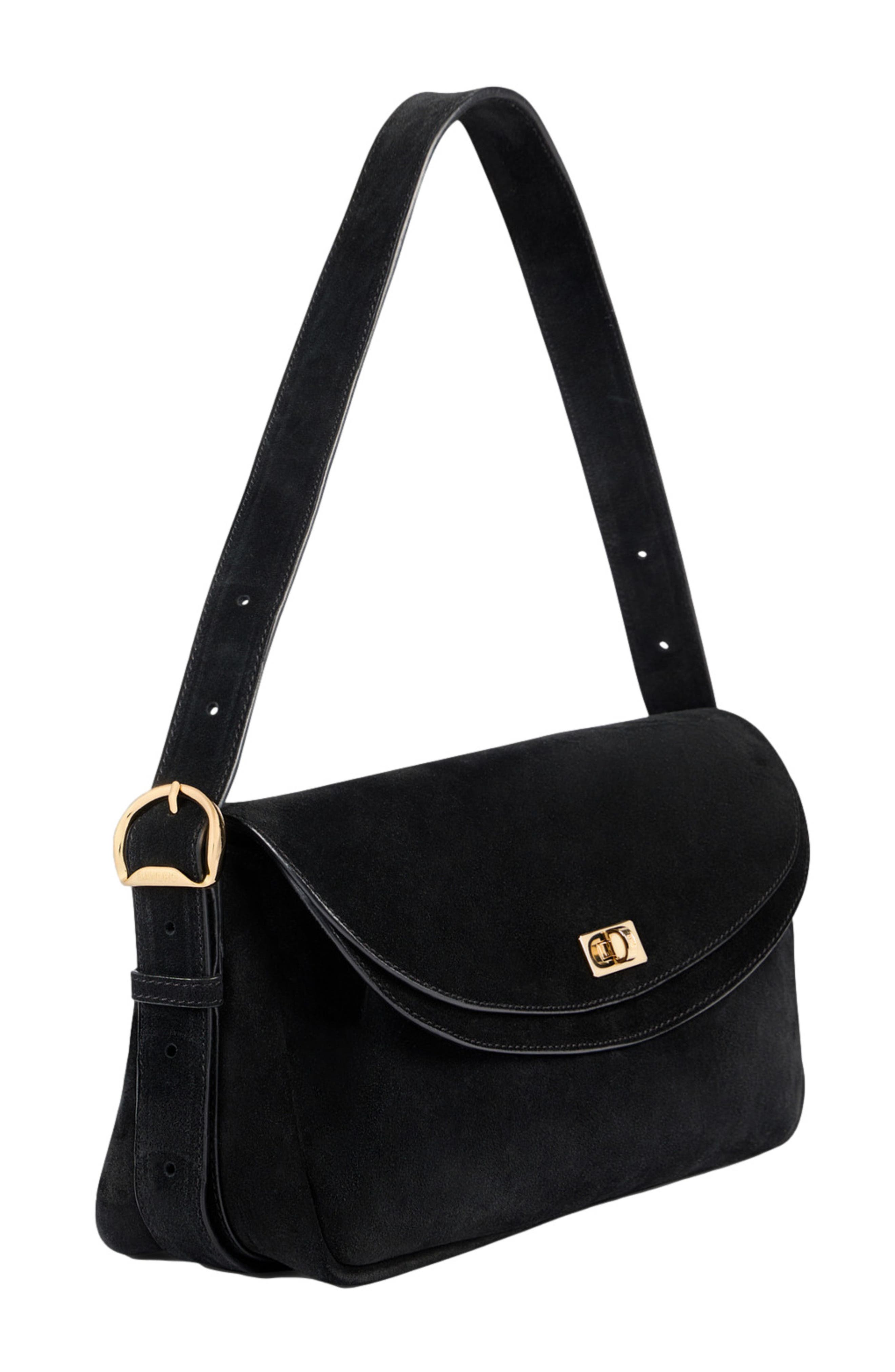 SANDRO LE MAMBO suede bag, Alternate, color, Black