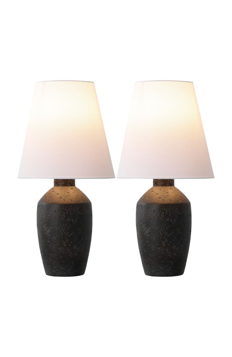 JONATHAN Y Xander 19.5" Minimalist Scandinavian Concrete Effect Resin/Iron Ginger Jar LED Table Lamp, Main, color, Matte Black