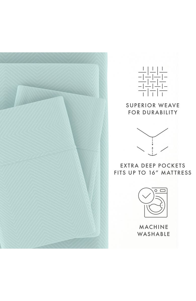 IENJOY HOME Premium Chevron Embossed Sheet Set, Alternate, color, Aqua
