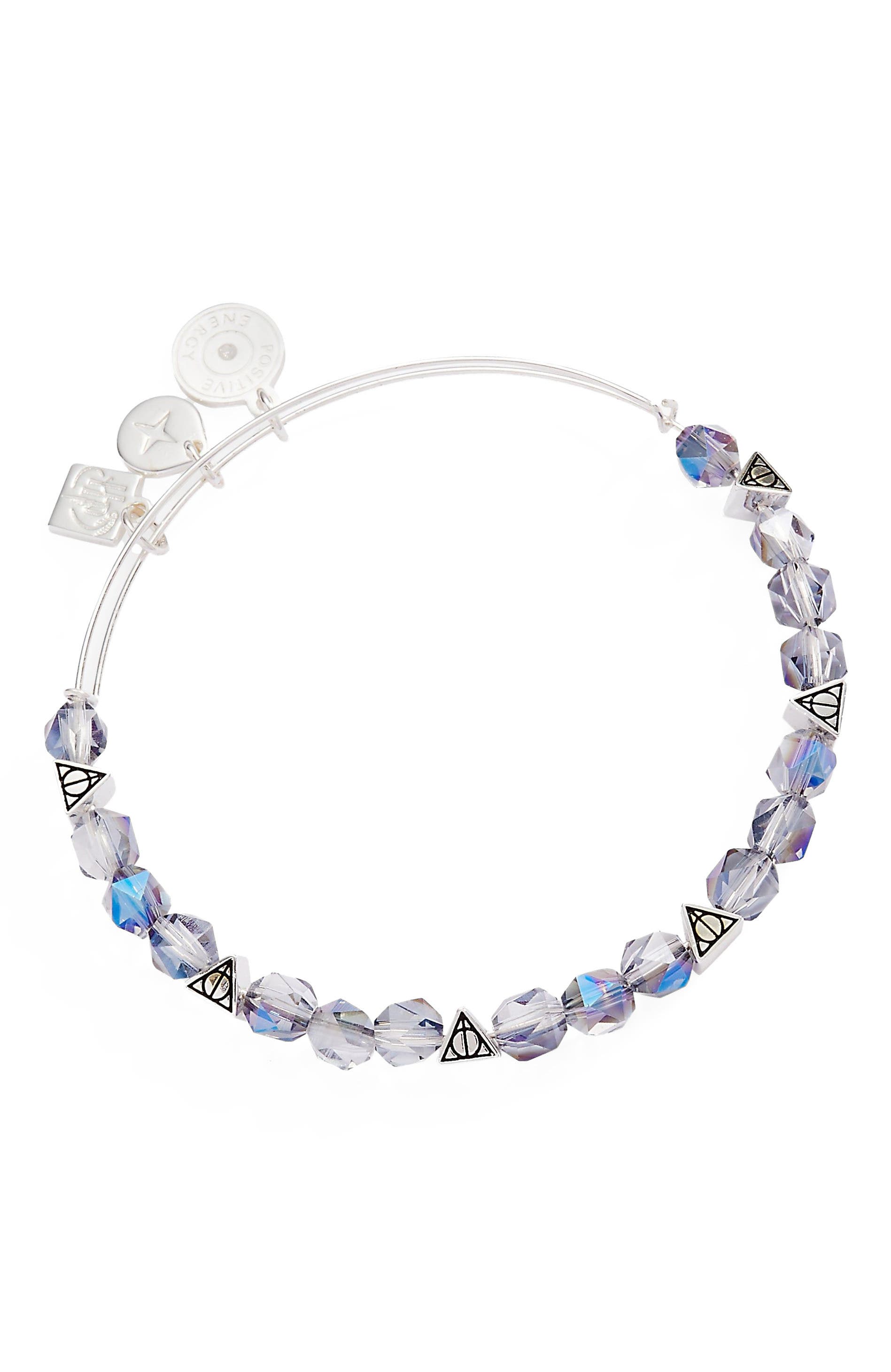 Alex and Ani Harry Potter™ Deathly Hallows Beaded Bangle Bracelet in Silver at Nordstrom, Size Small/medium