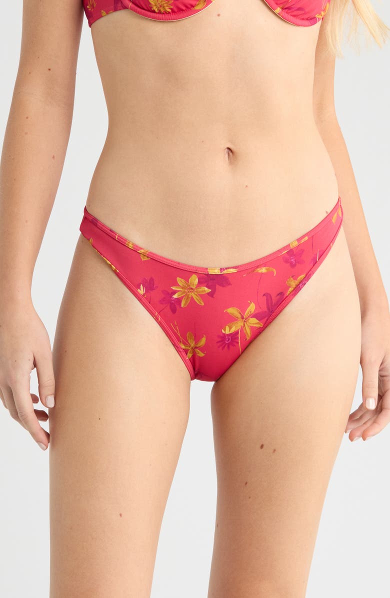 PacSun Bonnie Scoop Bikini Bottoms, Main, color, Raspberry Wine Blooms
