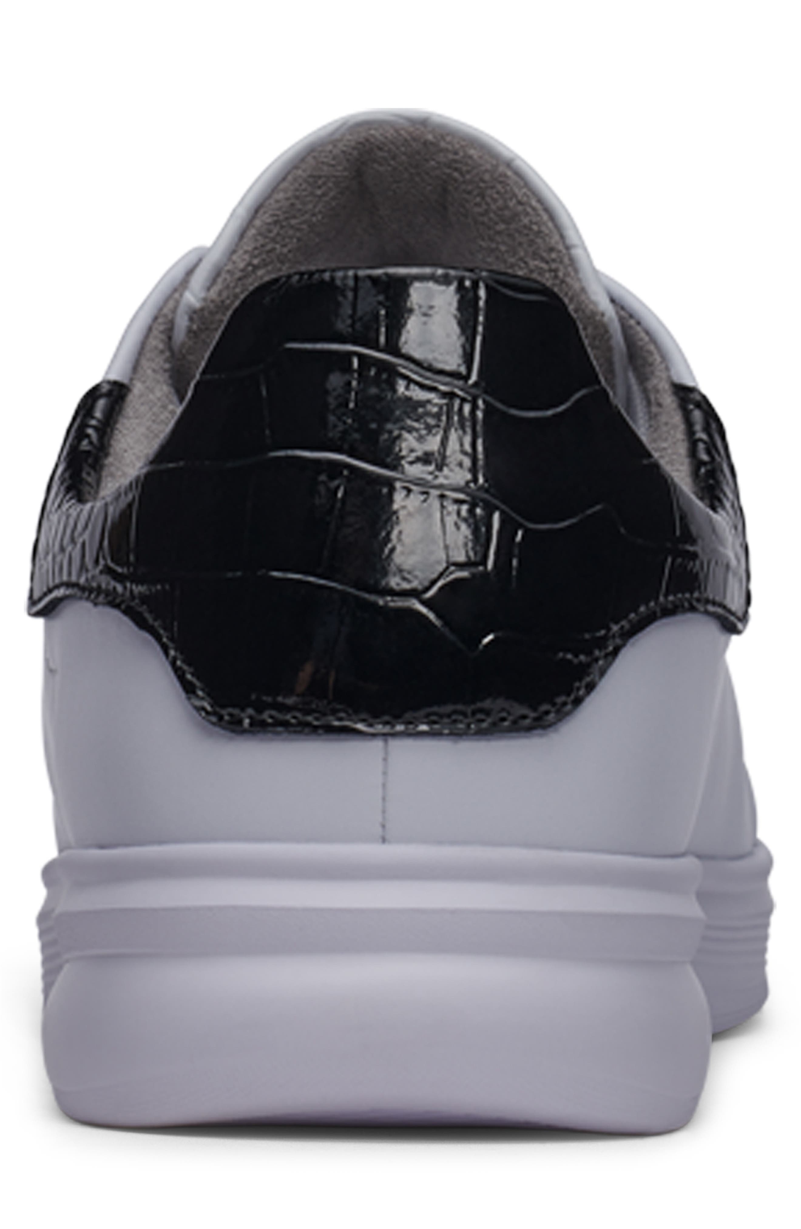 KARL LAGERFELD PARIS Croc Embossed Low Top Sneaker, Alternate, color, White
