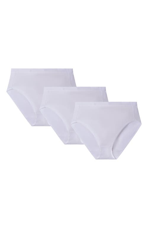 Memoi Stretch Cotton 3-pack Briefs In White