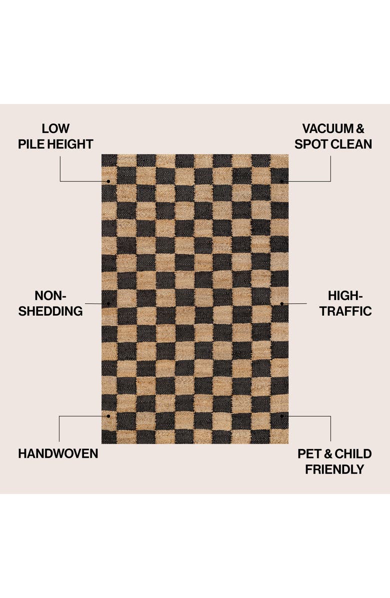JONATHAN Y Theo Modern Farmhouse Woven Jute Checkerboard Area Rug, Alternate, color, Natural/Black