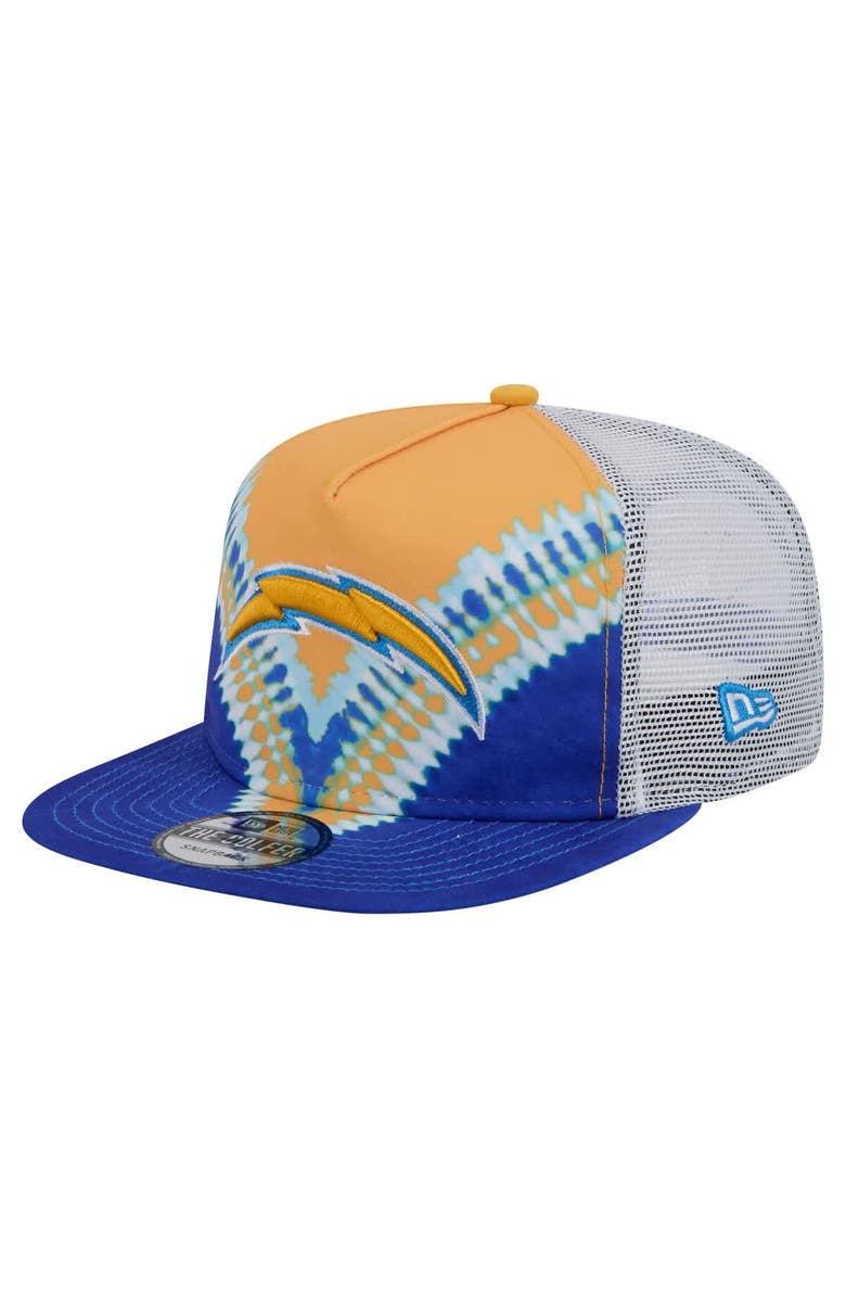 New Era Men's New Era Gold/Blue Los Angeles Chargers Throwback Dye Golfer Snapback Hat, Main, color, Gold