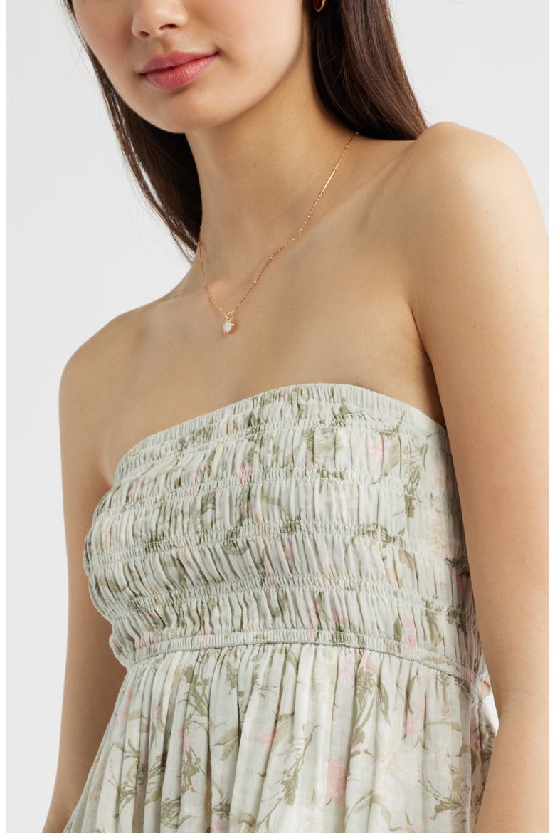 Cutout Strapless Cotton Minidress, Alternate, color, GREY- IVORY SKYLAR SOLEIL