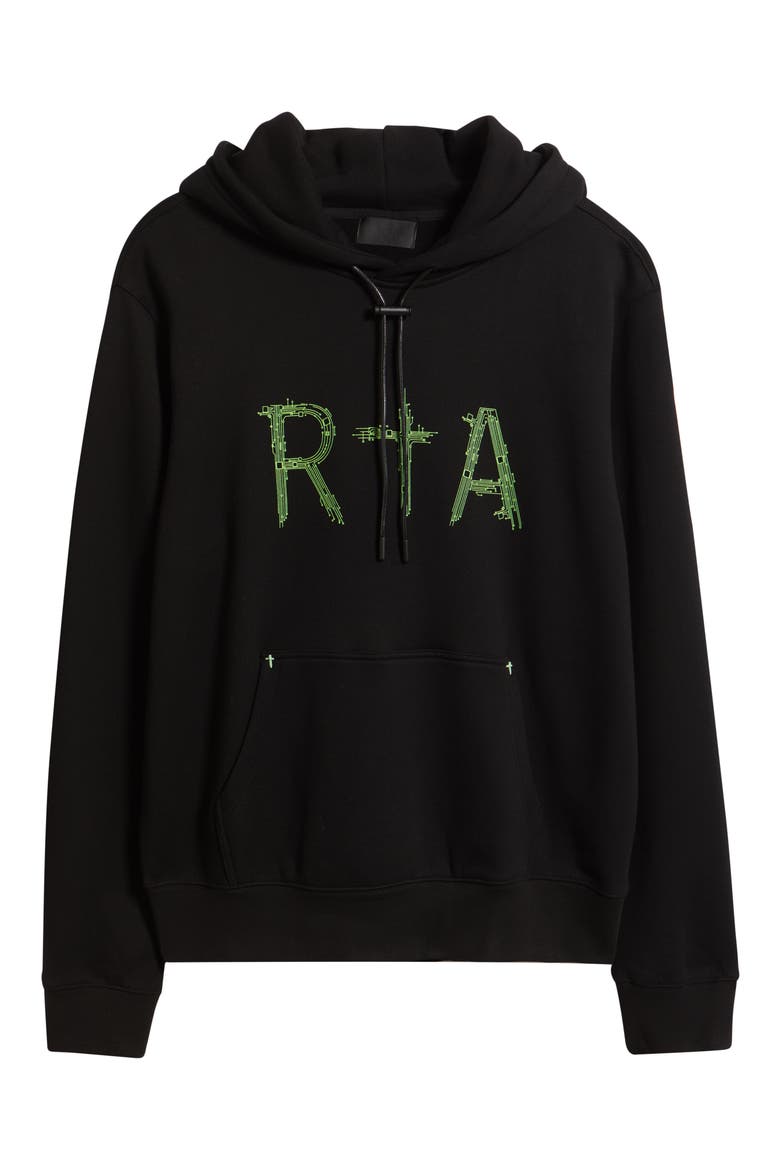 Dion Oversize Black Circuit Logo Cotton Hoodie, Alternate, color, BLACK CIRCUIT