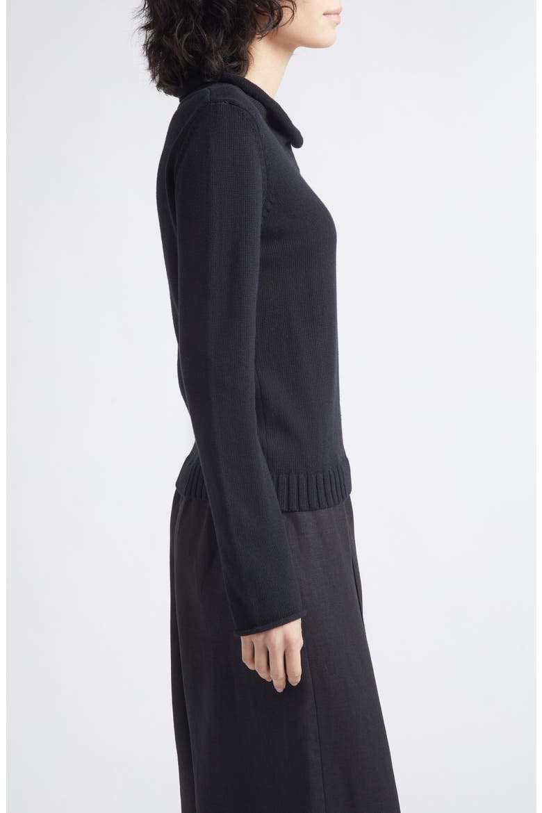 Teo Cowl Neck Cotton Sweater, Alternate, color, BLACK