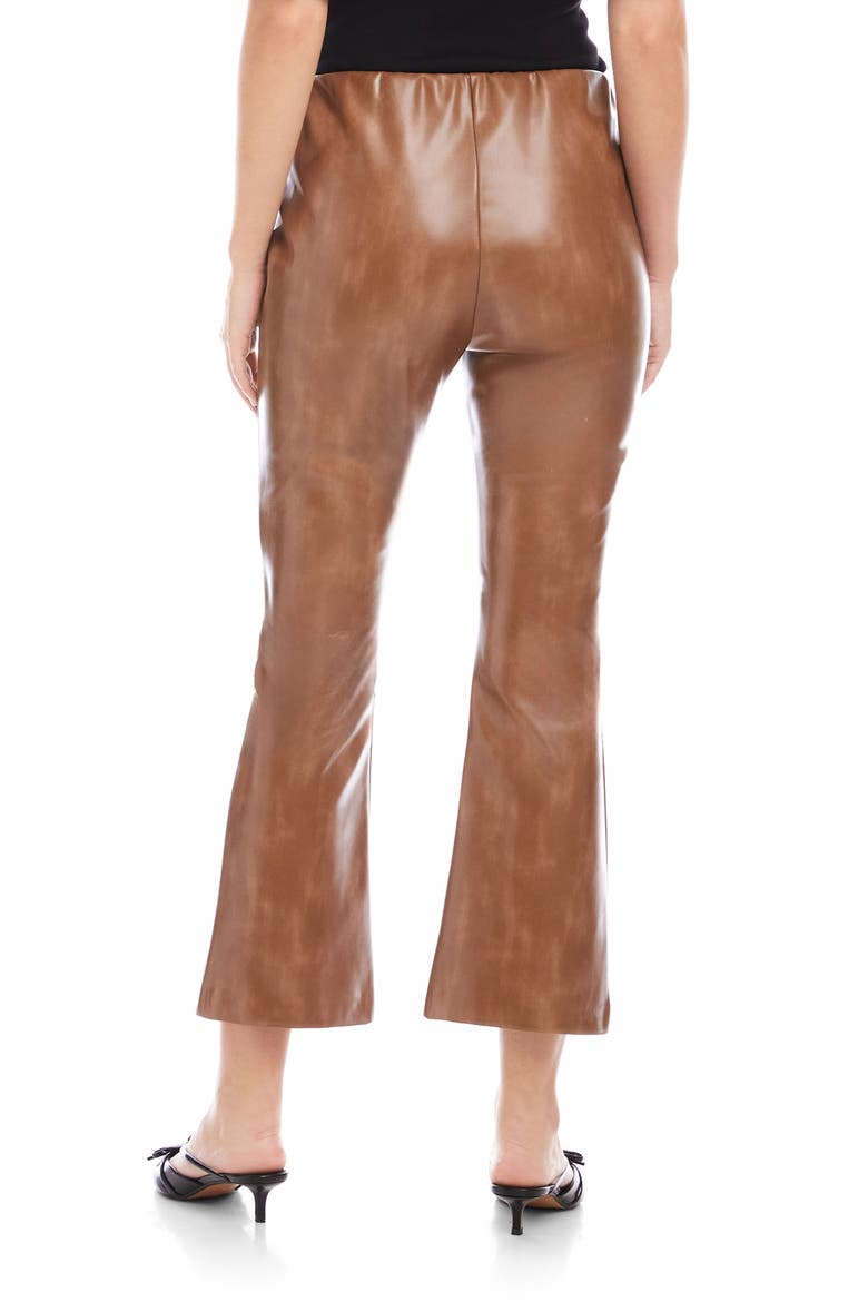 Sigourney Pintuck Faux Leather Ankle Crop Pants, Alternate, color, LATTE