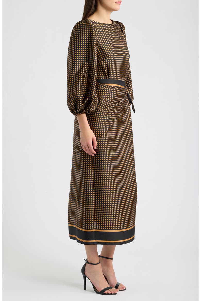 Polka Dot Balloon Sleeve Maxi Dress, Alternate, color, BLACK COGNAC