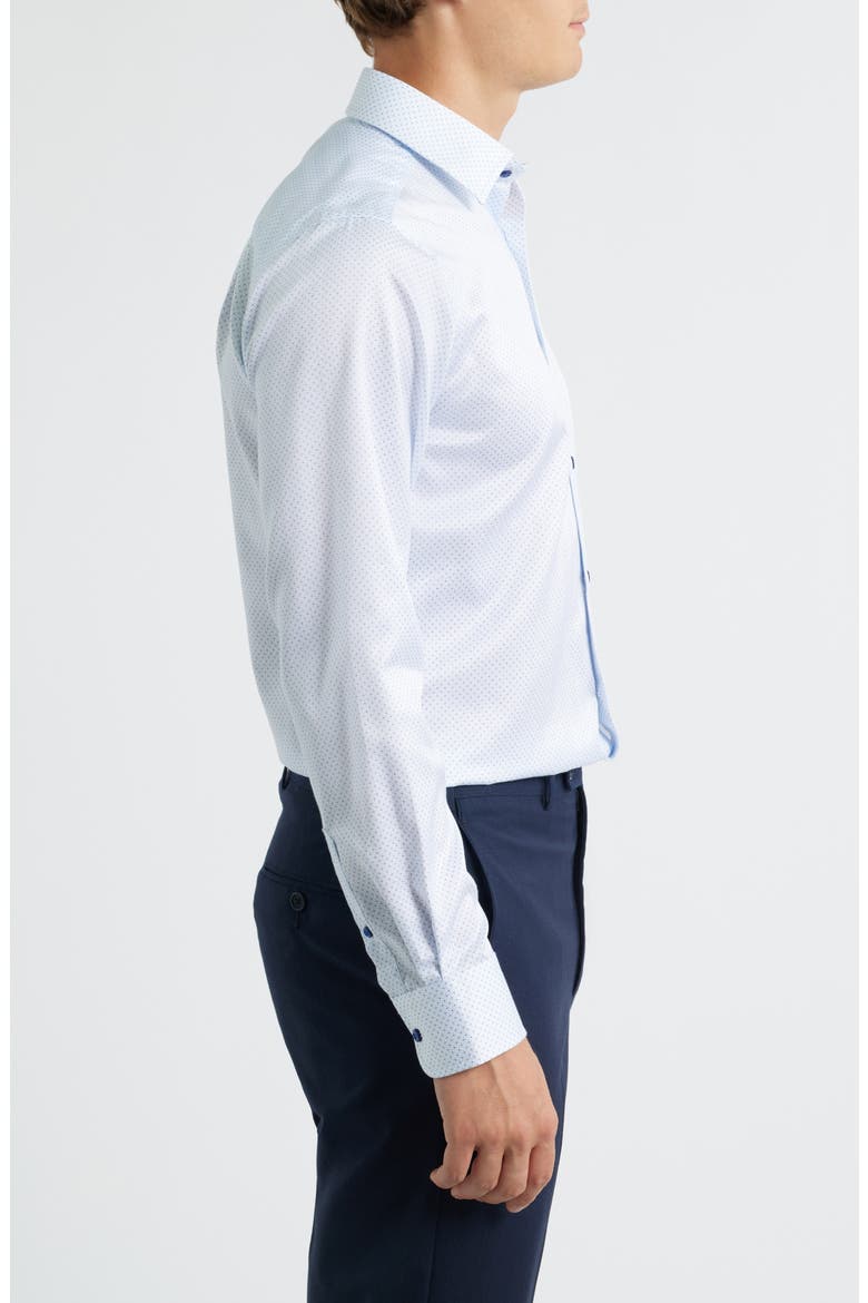 Trim Fit Geometric Print Dress Shirt, Alternate, color, WHITE/ BLUE