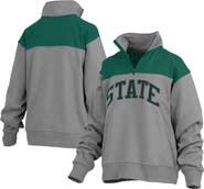PRESSBOX Women's Pressbox Gray Michigan State Spartans Avon Fleece Quarter-Zip Jacket