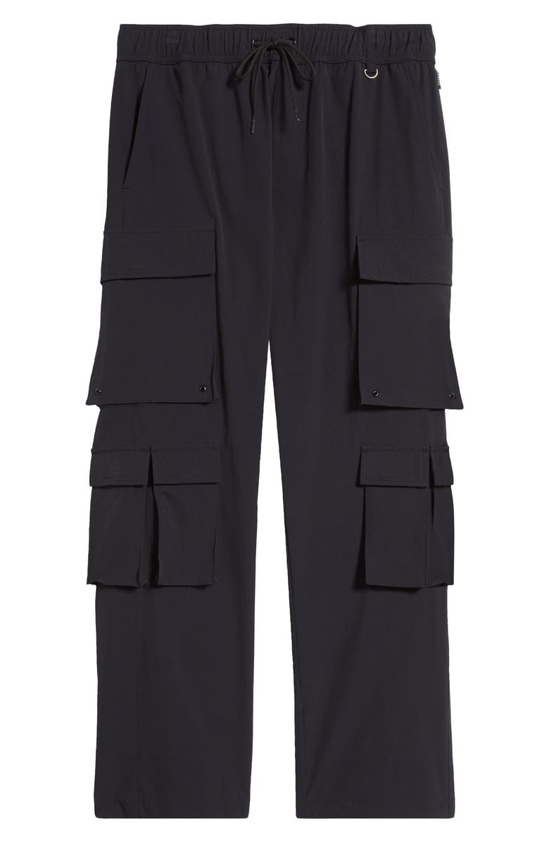 PacSun Kaden Baggy Stretch Nylon Cargo Pants, Alternate, color, Pirate Black
