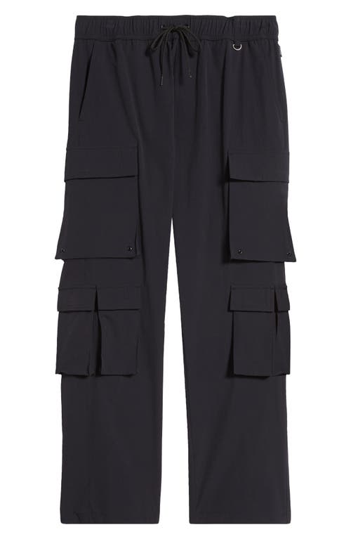 Pacsun Kaden Baggy Stretch Nylon Cargo Pants In Pirate Black