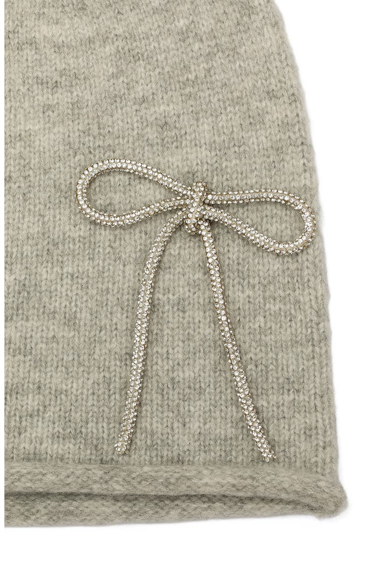 Embellished Bow Beanie, Alternate, color, QUARRY GREY