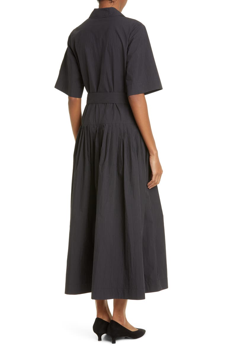 CO Belted Cotton Blend Midi Shirtdress, Alternate, color, 001 Black