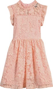 Ava & Yelly Kids' Flutter Sleeve Lace Party Dress