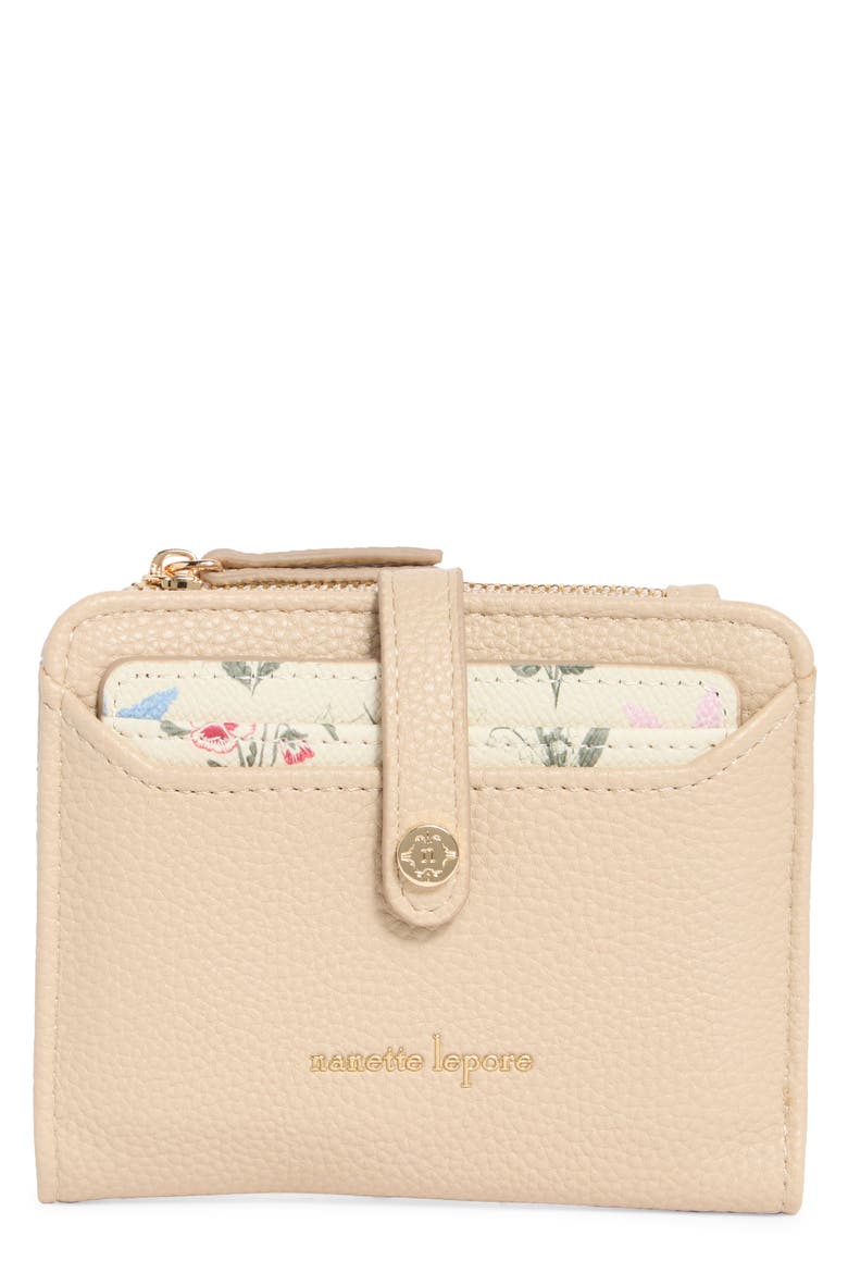 Faux Leather Bifold Wallet, Main, color, OATMEAL / BOHO GARDEN