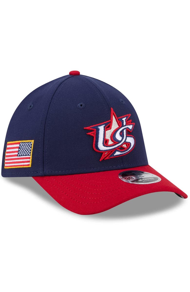 New Era Men's New Era  Navy/Red USA Baseball 2026 World Baseball Classic M-Crown 39THIRTY Flex Hat, Main, color, Navy
