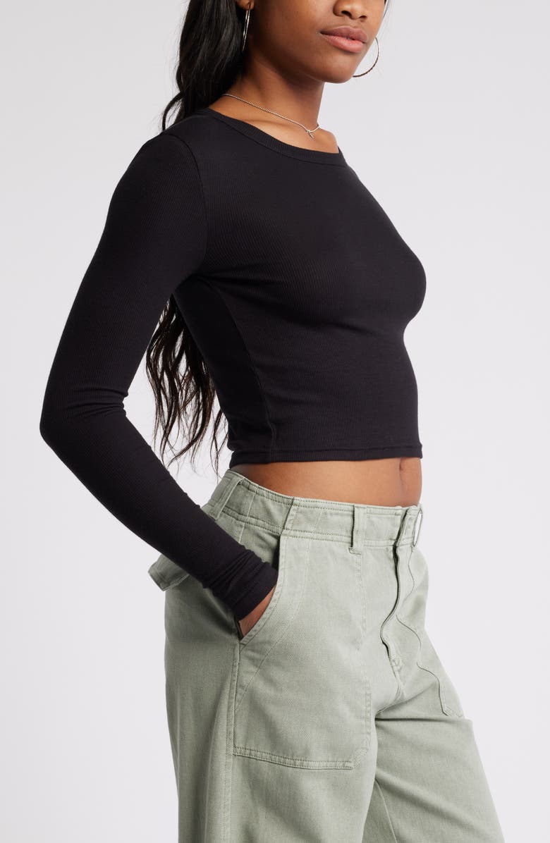 BP. Rib Long Sleeve Crop Top, Alternate, color,