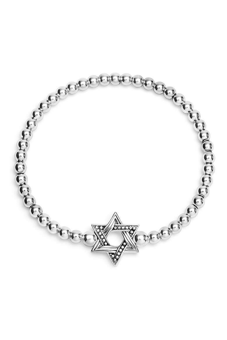 Signature Caviar Star of David Stretch Bracelet, Alternate, color, SILVER