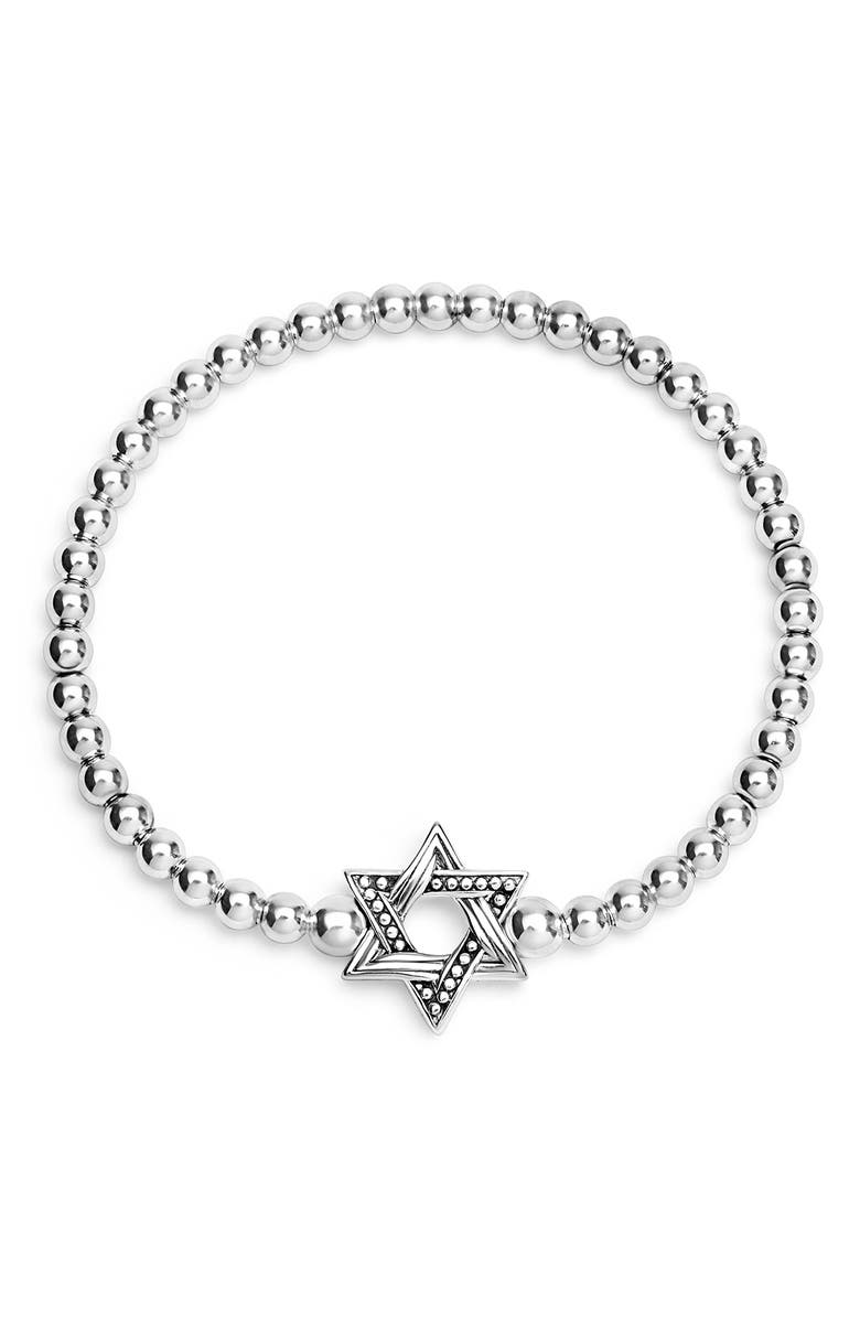 LAGOS Signature Caviar Star of David Stretch Bracelet, Alternate, color, Silver
