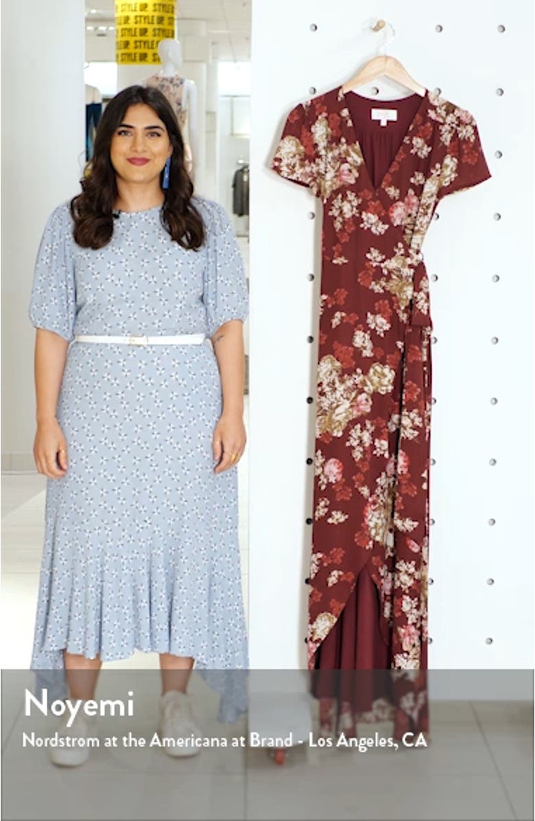 The Zoey Floral Print Short Sleeve Wrap Gown, sales video thumbnail