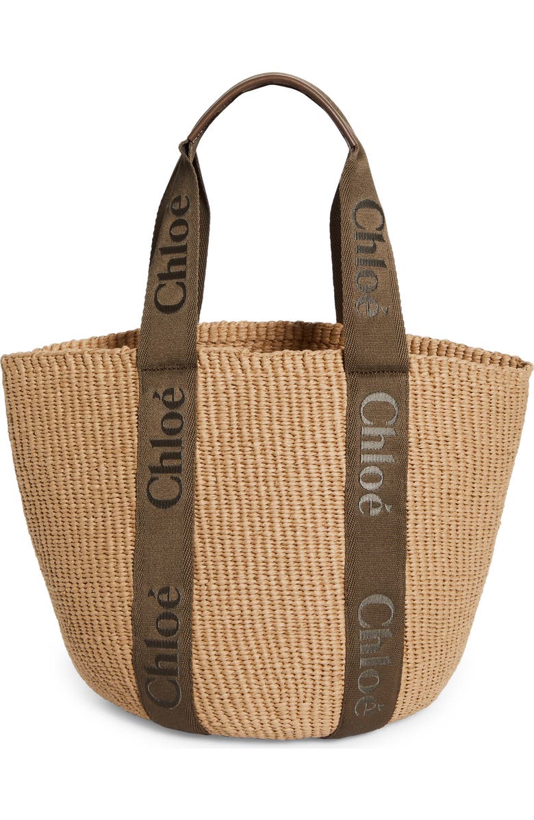 Chloé Large Woody Straw Basket Tote, Main, color,