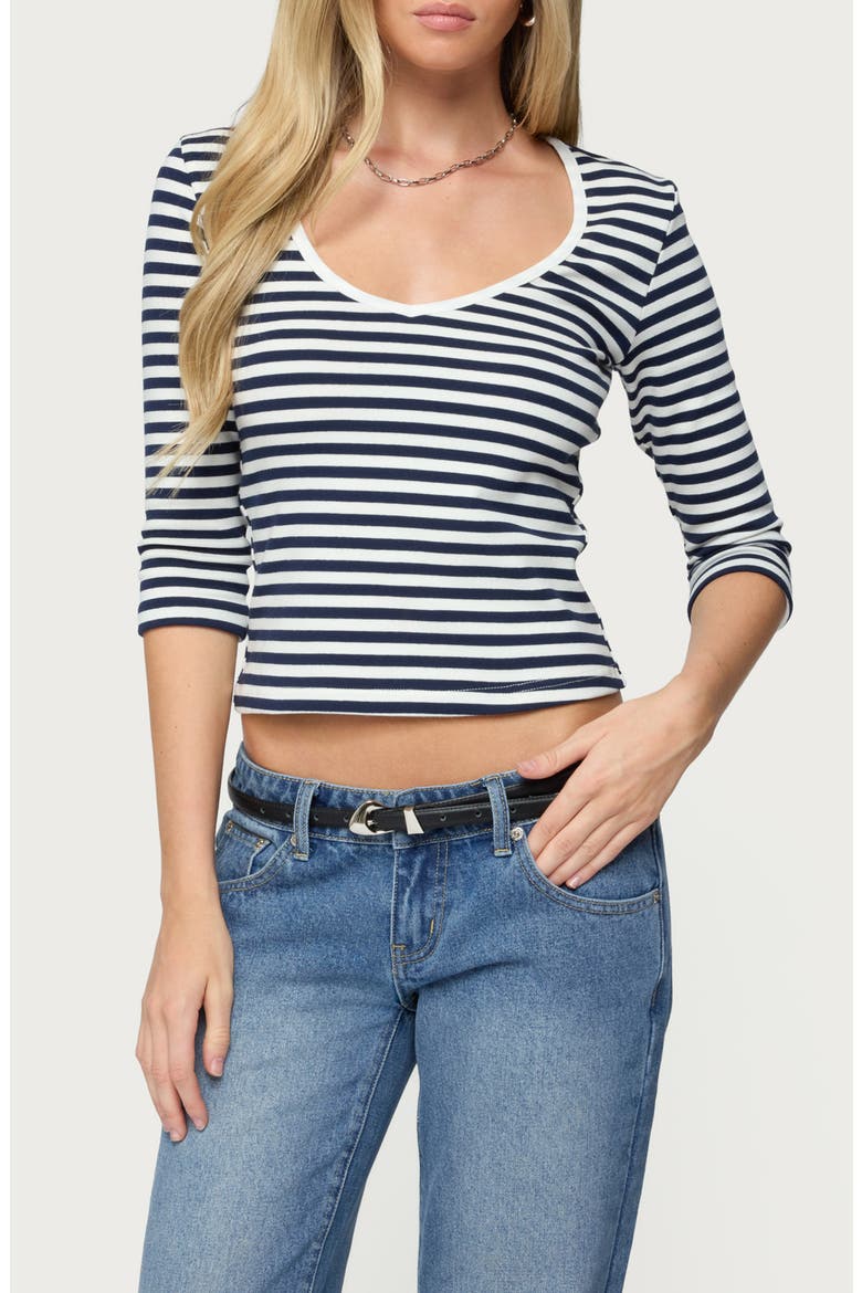 Poppie Stripe T-Shirt, Main, color, NAVY-AND-WHITE